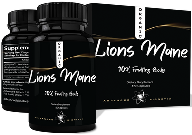 Advanced Bionetix Organic Lions Mane Supplement 120 Capsules.