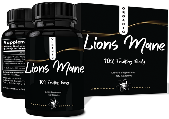 Advanced Bionetix Organic Lions Mane Supplement 120 Capsules.