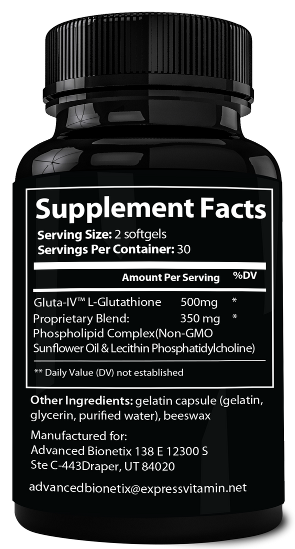 Advanced Bionetix Liposomal Glutathione Supplement Antioxidant Supplement w/Gluta-IV™, 60Total Liposomal Softgels