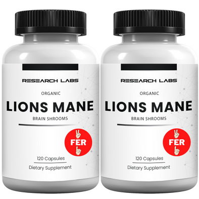 Research Labs Organic Lions Mane Supplement Capsules, 2 Fer 1 Ad - 240 Capsules w/Patent Litropane™ Immune System Booster Nootropic Brain Support Mushroom Supplement. 10X Extract comparable 18000mg