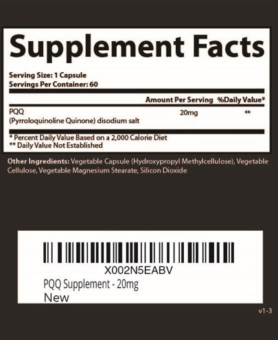 Research Labs Ultra High Purity 20mg PQQ Capsules, 60 Capsules. Pure, Concentrated High Bioavailability. Pyrroloquinoline Quinone Supplement ATP Energy, Heart, Cognitive Support Nootropic…