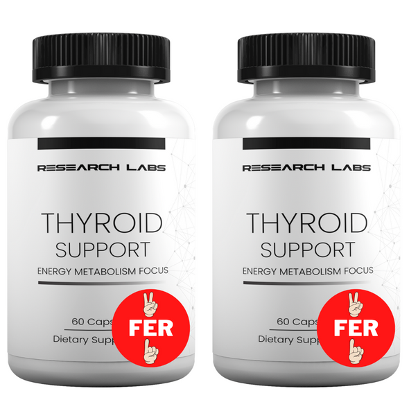 Research Labs Thyroid Support + Iodine - Energy, Metabolism, Focus (60 Capsules) - 2 Pack